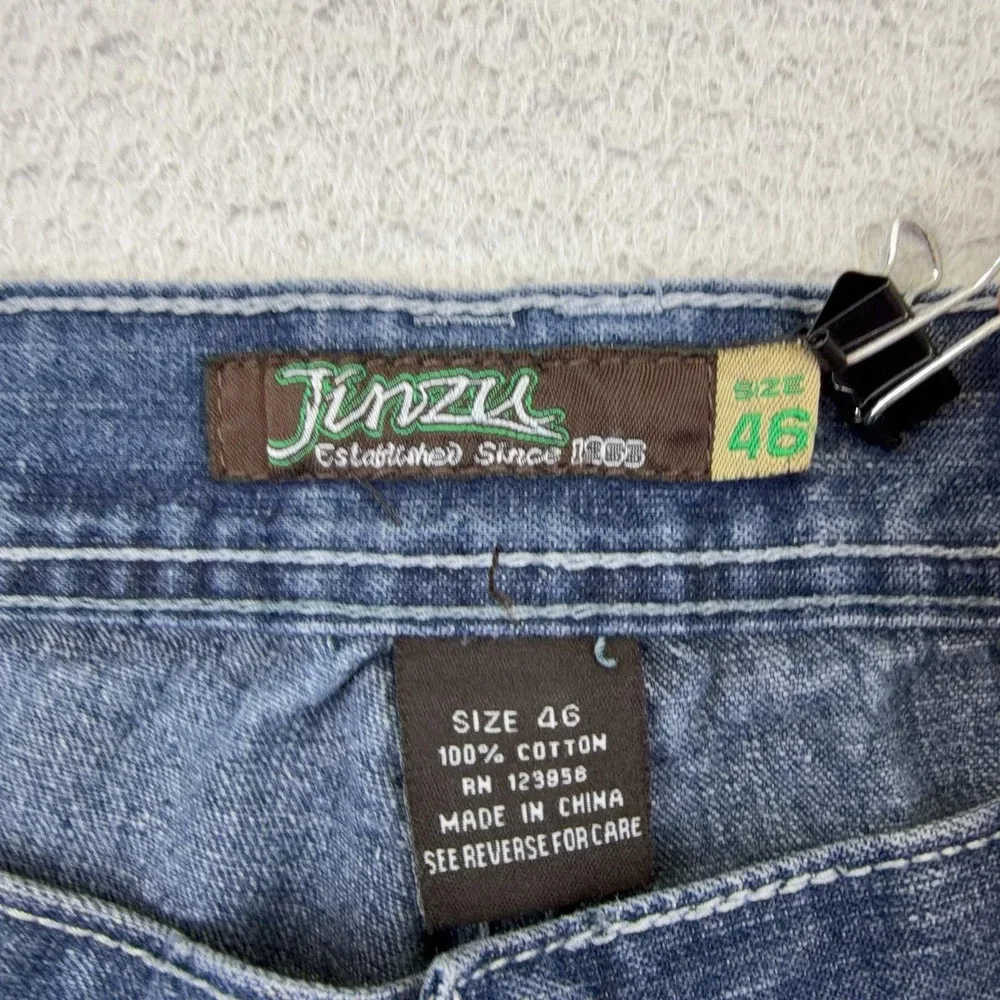 Jinzu Jeans Mens 44x32 Blue‎ Relaxed Fit Straight Denim Studded Back 46 Tag